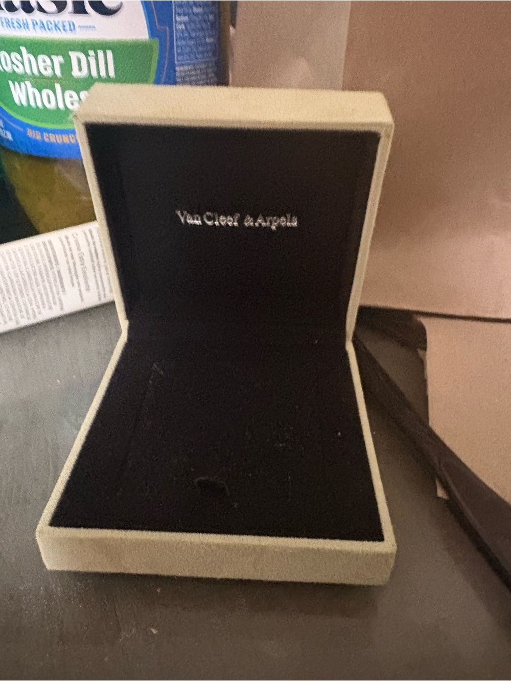 Van Cleef & Arpels Velvet Jewelry Box in Black and Beige